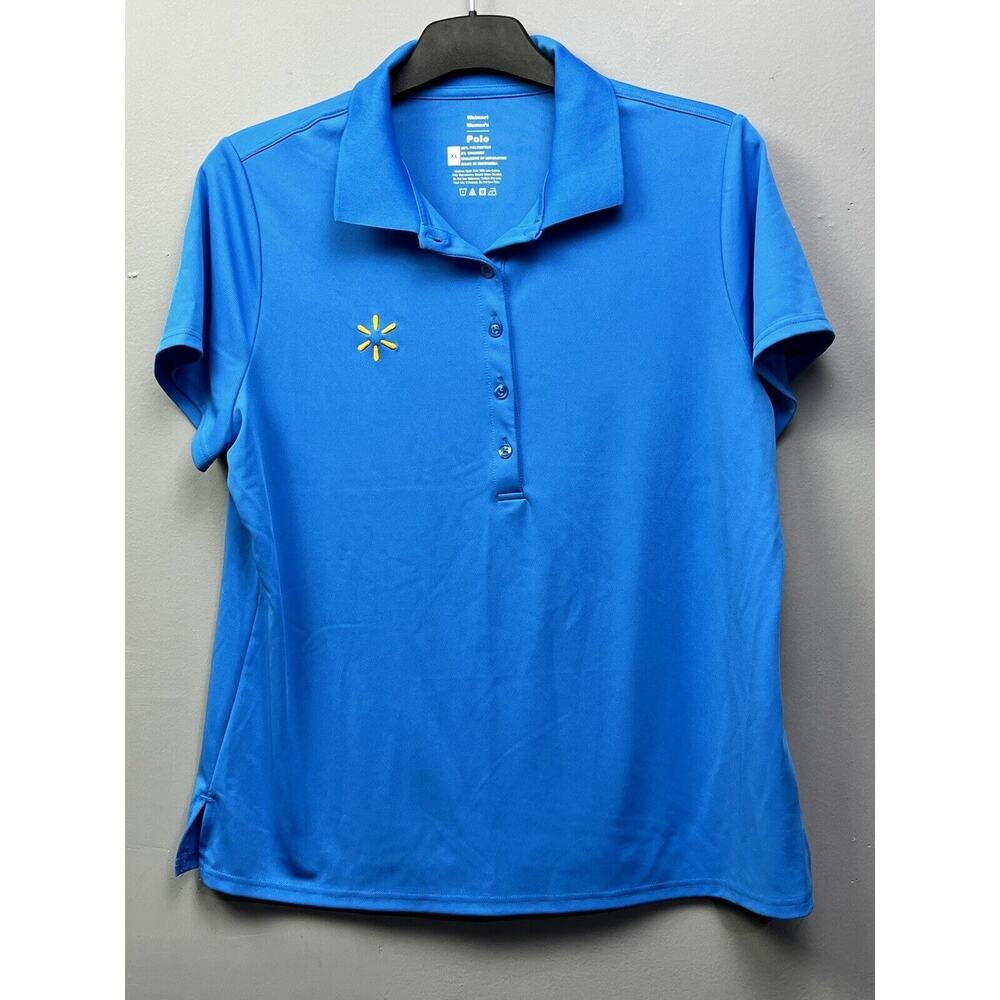 Walmart Shirt Womens XL Blue Polo Uniform Employee Work Button front‎